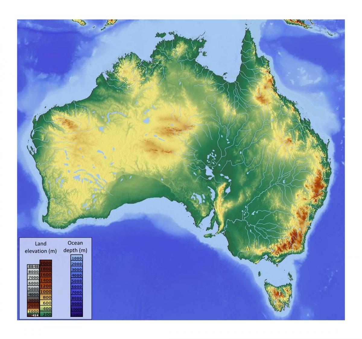 Australien Höhe Karte