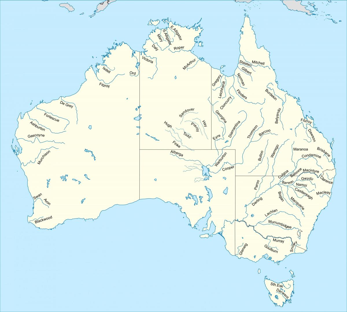 Flüsse in Australien Karte