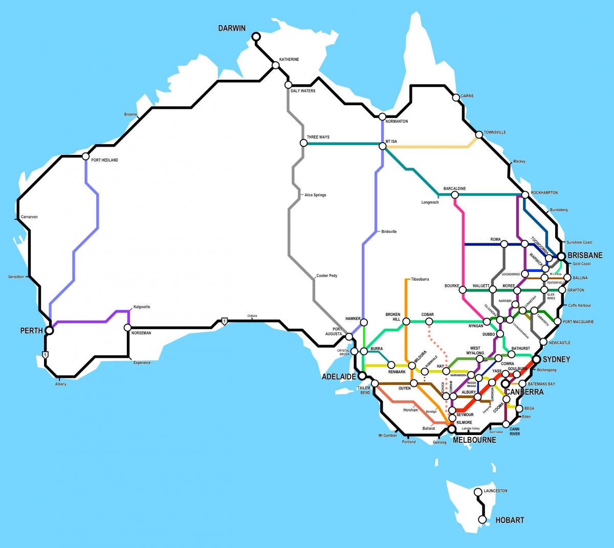 Autobahnkarte von Australien