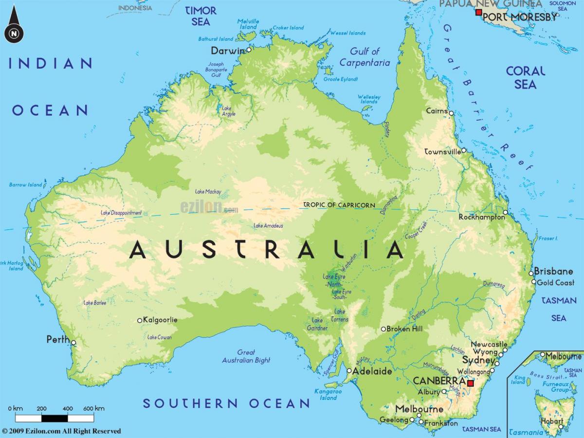 Australien Landformkarte
