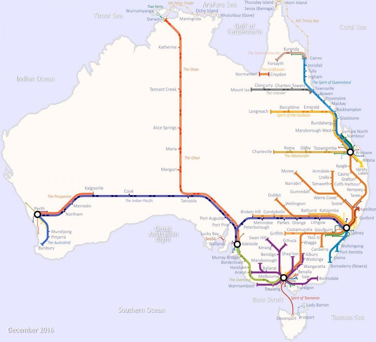 Australien Bahnlinien Karte