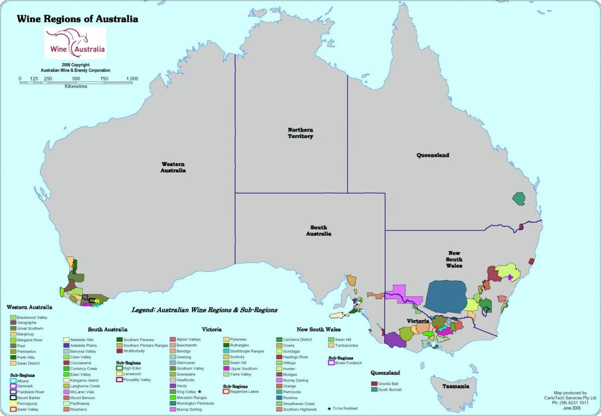 Australien Weinberge Karte